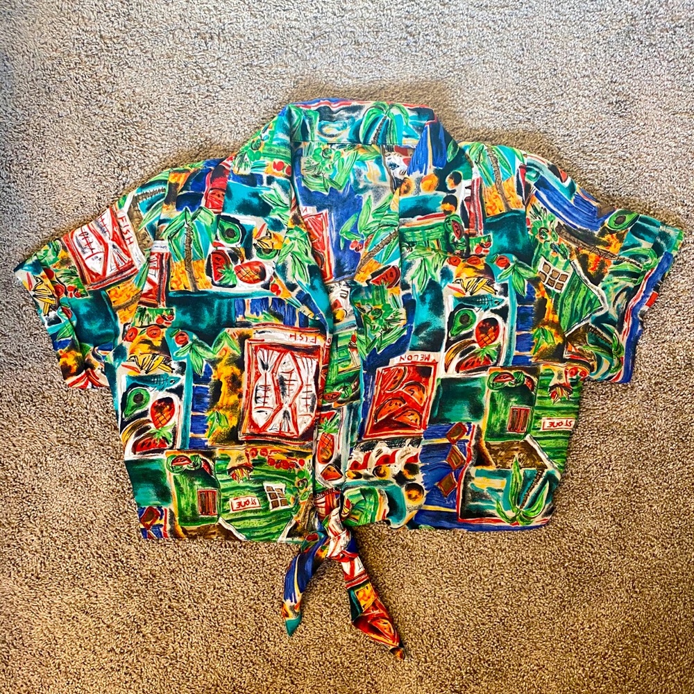 1980’s/1990’s ‘Melon and Fish’ Print Tie Shirt